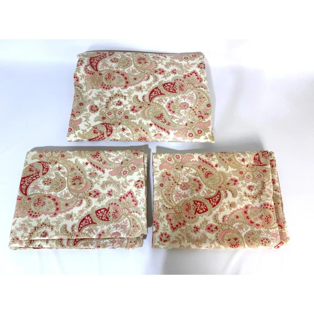 Pottery Barn Rare Paisley 2 Pillowcases Flat Sheet 100X80 Queen Full Fall